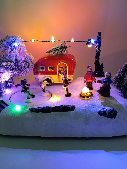 Weihnachts- Beleuchtete Dekorative Darstellung Weiß mit Batterie mit Musik 26.5x16x14cm