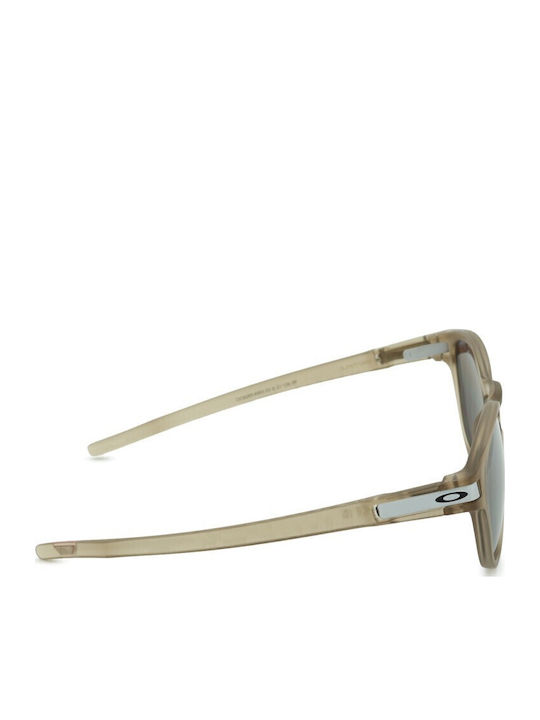 Oakley Latch Men's Sunglasses with Beige Plastic Frame and Gray Lens