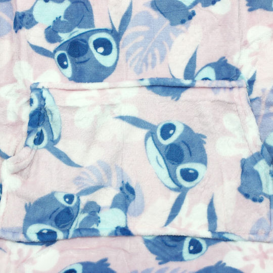 Disney Lilo & Stitch Παιδική Κουβέρτα Μπλούζα Fleece Coral Μανίκια Κουκούλα Aym076257 Ανοιχτό Ροζ
