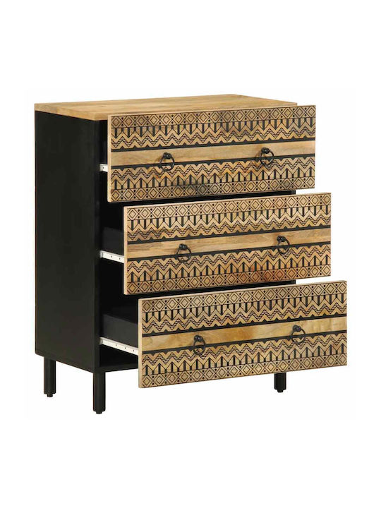 Chest of Drawers of Solid Wood Coffee 60x33.5x75cm