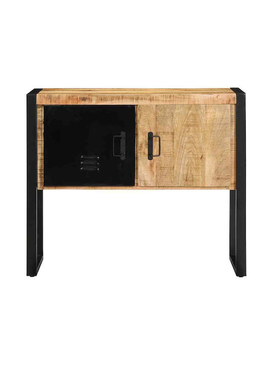 Console Table of Solid Wood & Metal Ακατέργαστο Ξύλο Μάνγκο L90xW35xH75cm