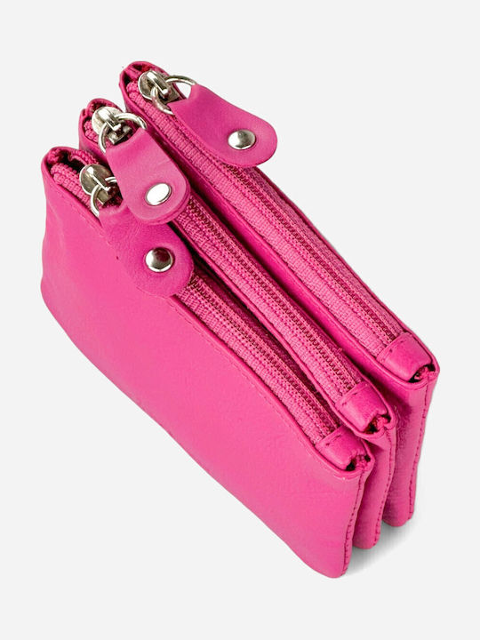 Small Leather Women's Wallet with RFID Fuchsia