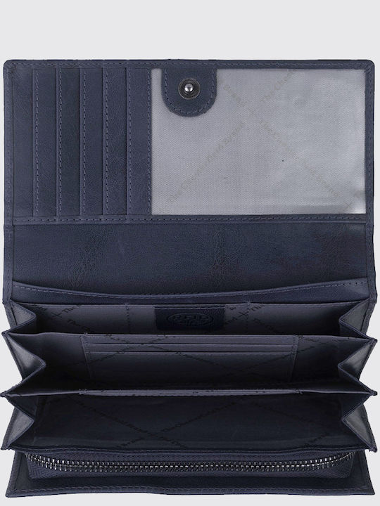 Leather Women's Wallet Classic Navy Blue