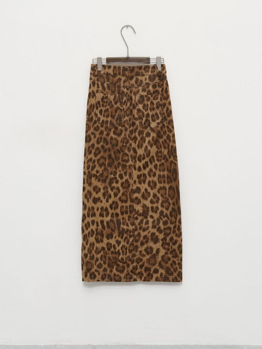 Denim Hoch tailliert Maxi Rock Leopard Various Colors