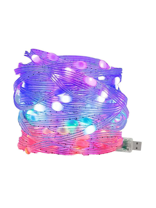 100 Lămpițe LED 10m. Multicolore USB tip Șir 1buc