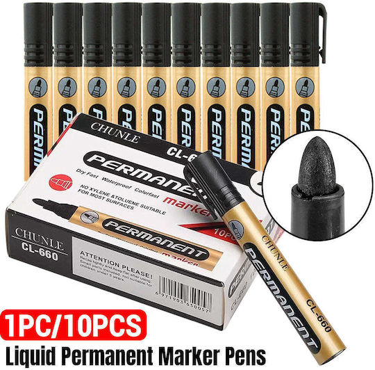 Ανεξίτηλοι Μαρκαδόροι Permanent Dry Fast Waterproof Colorfast Marker 10pcs Σετ 10τμχ