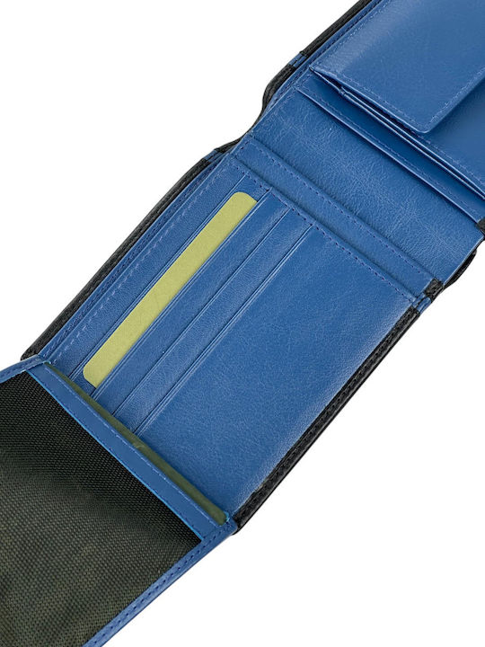 Mars Leather Men's Wallet Black 70-001-Black/Blue