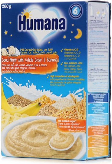 Humana Fruit puree Good Night With Whole Grain & Banana No Added Sugar 200gr for 6+ Months