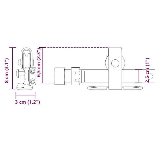Vidaxl Office Sliding Door Kit 213 cm Carbon Steel