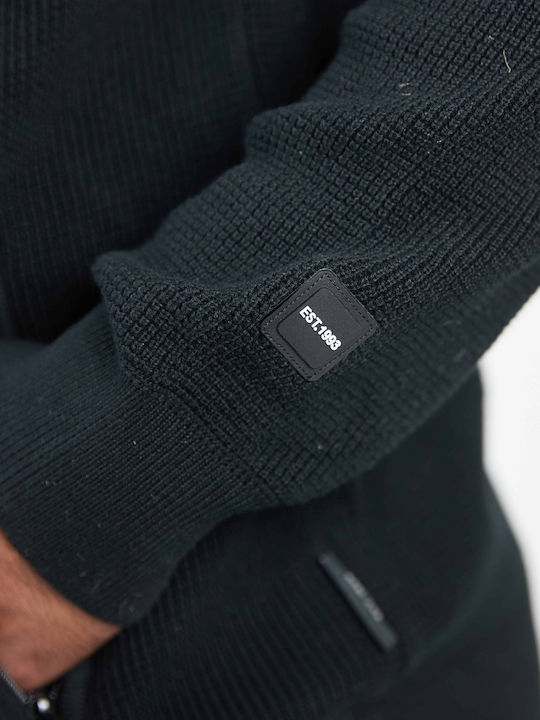 Herren Strickjacke mit Kapuze Black