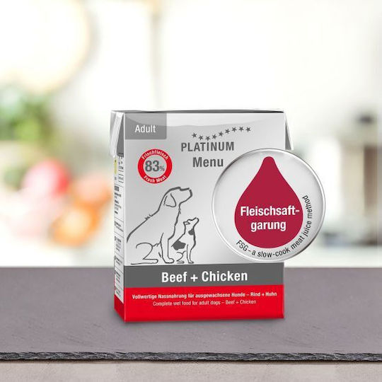 Platinum Pet Food & Care Menu Wet Food Dogs in Cans with Calf, Chicken, Meat and Vegetables 375gr