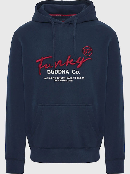 Funky Buddha Φούτερ με Κουκούλα Μπλε
