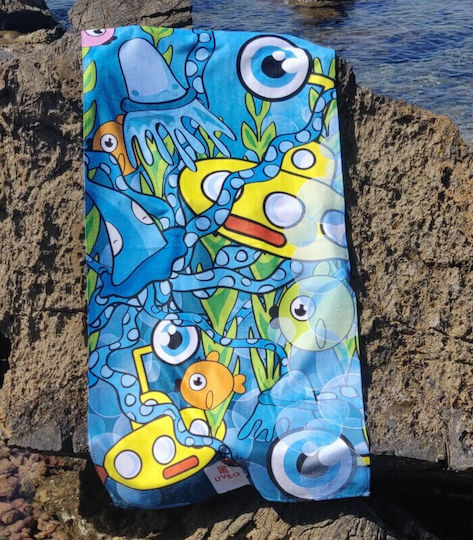 Uvea Prosoape de plajă pentru copii Albastru 140x70cm Submarin galben
