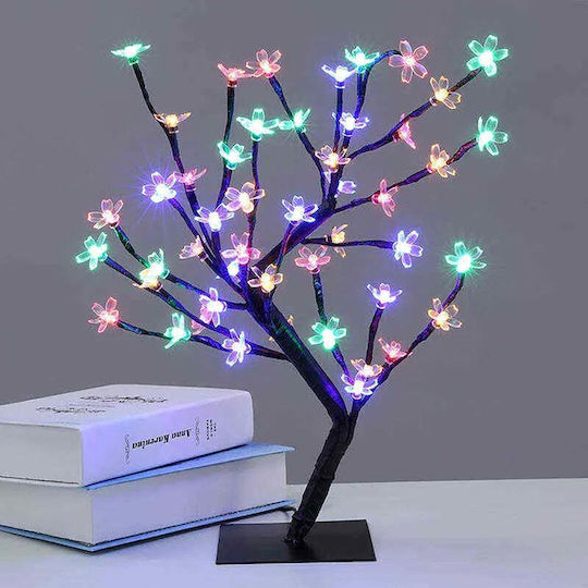 Copac cu Flori de Cireș 36 Lumini LED 40cm Înălțime Lumină Caldă Rece Alb Multicolor