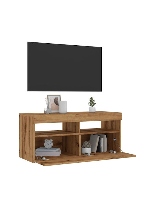 TV Stand Wooden with LED Lighting Artisan Oak L90xW35xH40cm