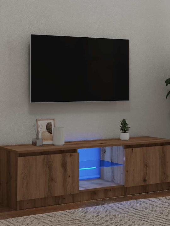 TV Stand Wooden with LED Lighting Artisan Oak L120xW30xH36cm