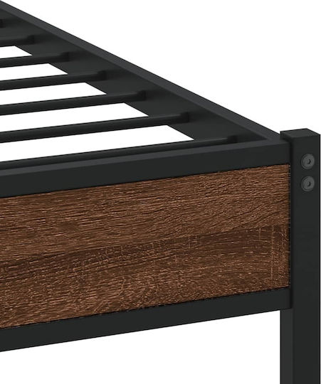 Doppelbett Holz Braun Eiche mit Lattenrost für Matratze 137x190cm
