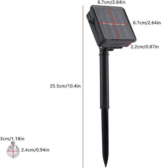 Ghirlandă Solară 20 LED RGB IP44 4.85m Cablu Negru