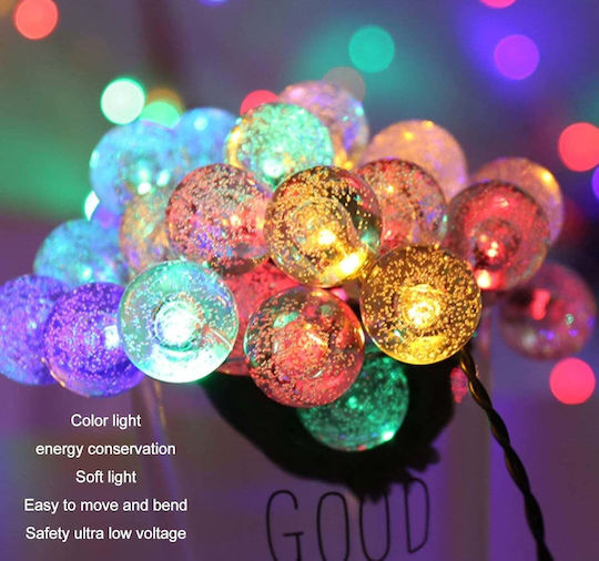 Ghirlandă Solară 20 LED RGB IP44 4.85m Cablu Negru