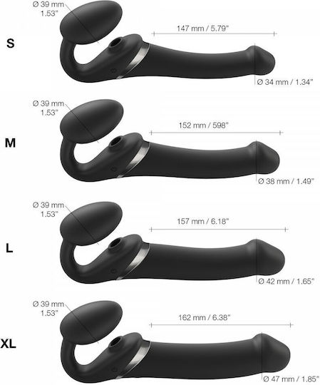 Strap On Me Fără bretele Strap On cu Dildo 2cm cu vibrație în Culoare Negru