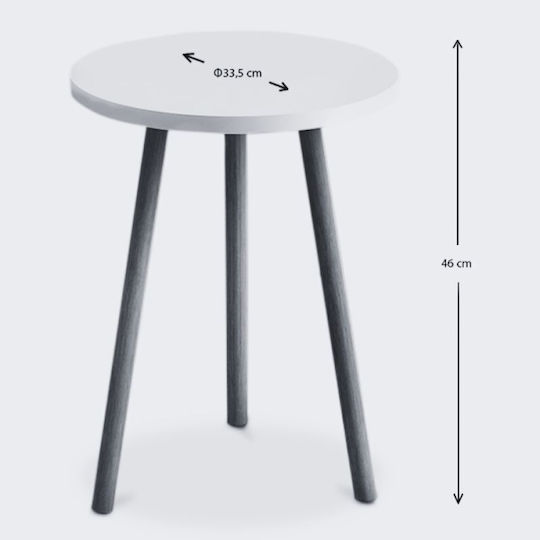 Rundes Beistelltisch Roma Holz Grau Retro M33.5xL33.5xH46cm