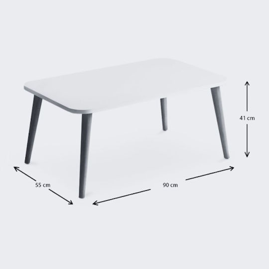 Rectangular Central Coffee Table Soul Wooden Gray Retro W90xL55xH41cm