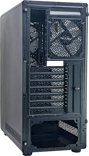 Powertech PT-1309 Gaming Midi-Turm Computergehäuse mit Seitenfenster und RGB-Beleuchtung Schwarz