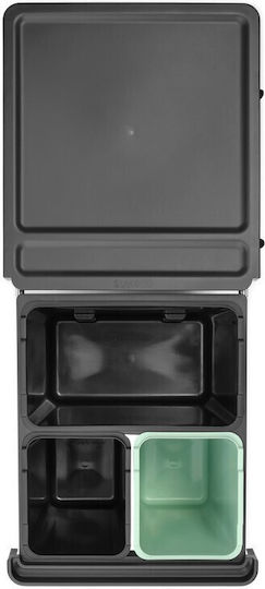 Brabantia Sort & Go Waste Bin Plastic Dark Grey and Jade Green 40.4x39.6x48.1cm