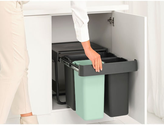 Brabantia Sort & Go Waste Bin Plastic Dark Grey and Jade Green 40.4x39.6x48.1cm