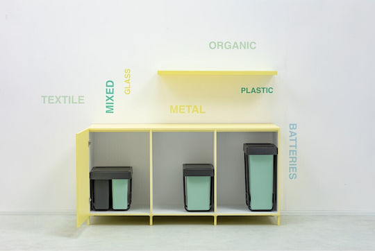 Brabantia Sort & Go Waste Bin Plastic Dark Grey and Jade Green 40.4x39.6x48.1cm