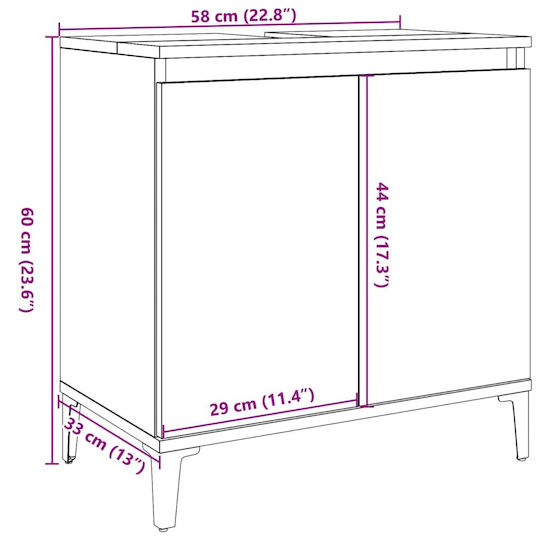 vidaXL Πάγκος χωρίς Νιπτήρα Μ58xΒ33xΥ60cm Δρυς
