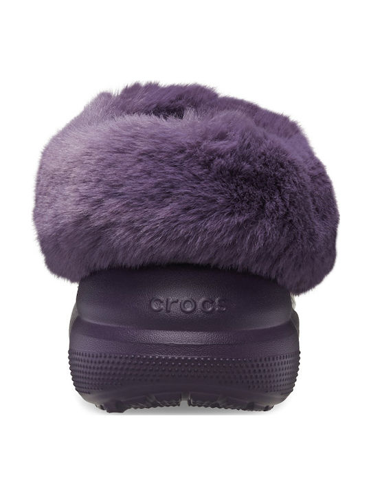 Crocs Furever Crush Дамски Клоги с козина Лилав