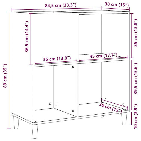 vidaXL Hi-Fi Furniture Brown 38x84.5x89cm