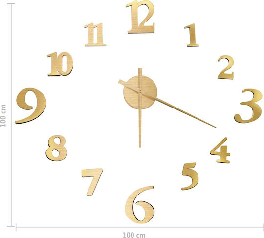 vidaXL 3D Wall Clock Gold Ø100cm