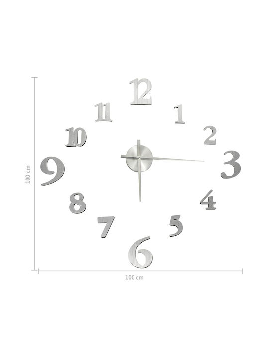 vidaXL 3D Wanduhr Silber Ø100cm
