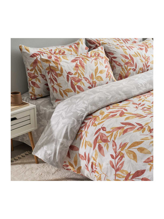Vesta Home Set Cotton Duvet Cover 170x240cm Single with Pillowcase Aspa Orange