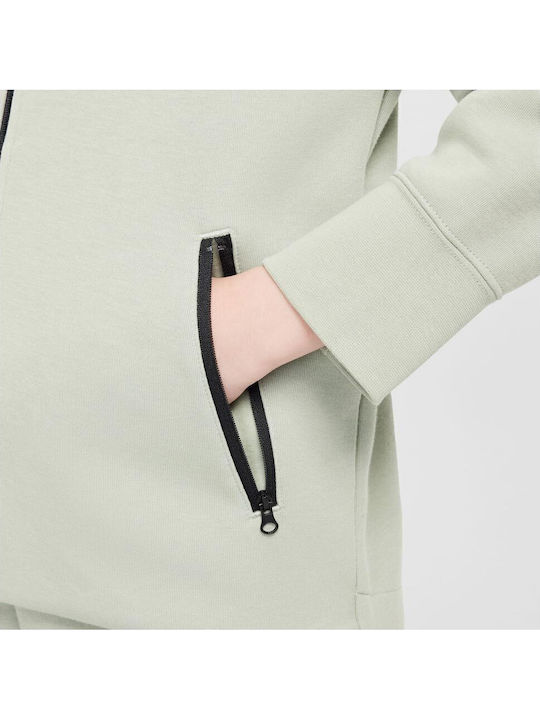 Полар Детски Суичър Жилетка с Качулка и Джобове Зелен Sportswear Tech