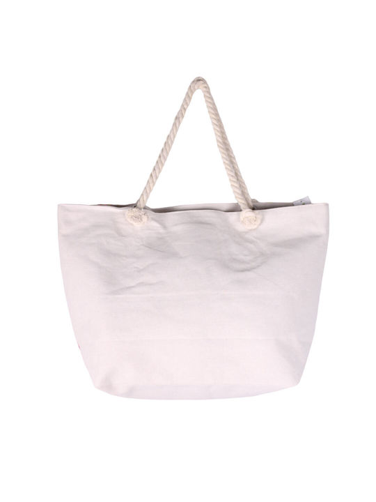 Fabric Beach Bag Floral White