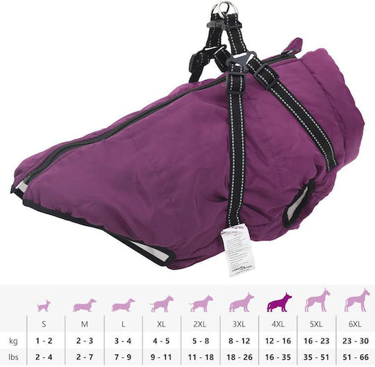 vidaXL Purple Fleece / Waterproof Dog Coat