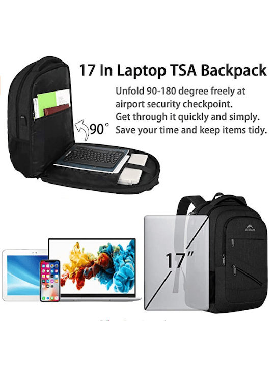 Matein Waterproof Backpack Backpack for 17.3" Laptop Black 1035(17,3)μαύρο