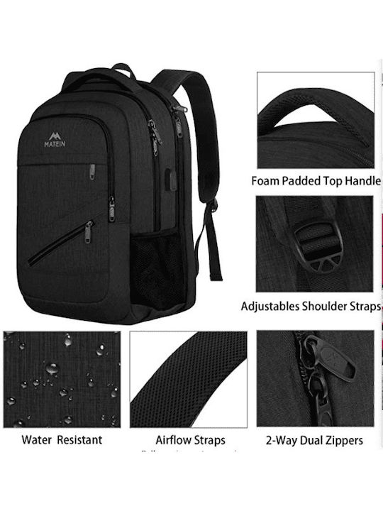 Matein Waterproof Backpack Backpack for 17.3" Laptop Black 1035(17,3)μαύρο