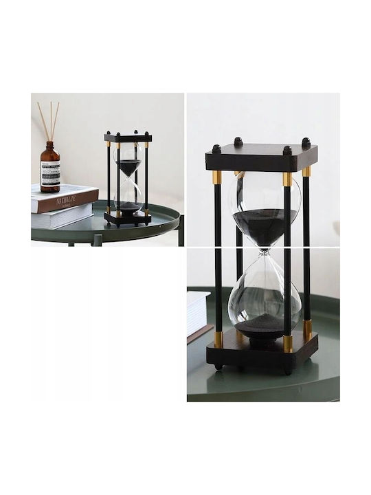 Office Hourglass Decoration from Glass 25x10x25cm in Black color
