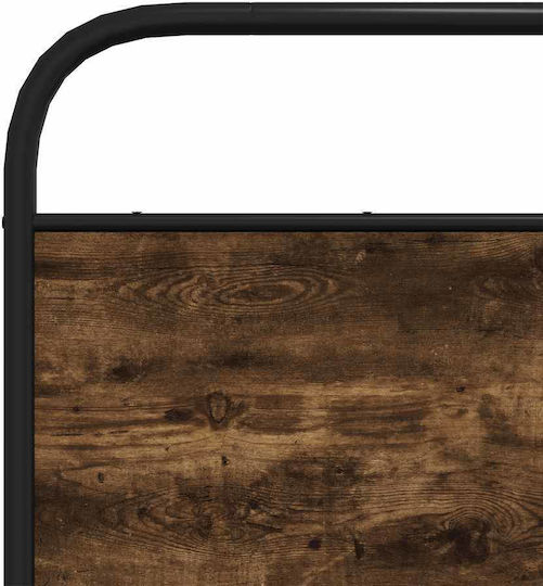 Double Wooden Brown Bed with Slats for Mattress 137x190cm
