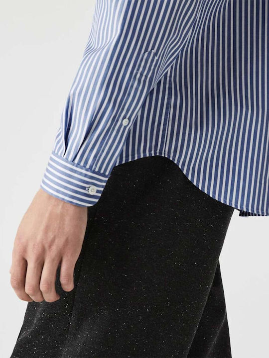 Long-sleeved Cotton Shirt Striped White