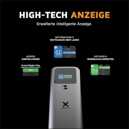Xtorm Nova Ultra Power Bank 27600mAh 140W με Θύρα USB-A και 2 Θύρες USB-C Power Delivery / Quick Charge 3.0 Γκρι