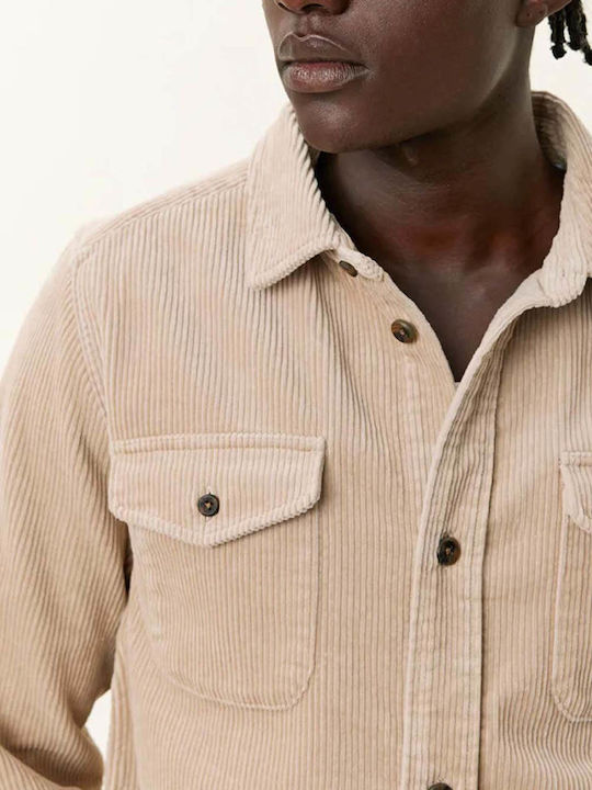 Langärmeliges Zeichenfolge Overshirt Hell Desert Sand