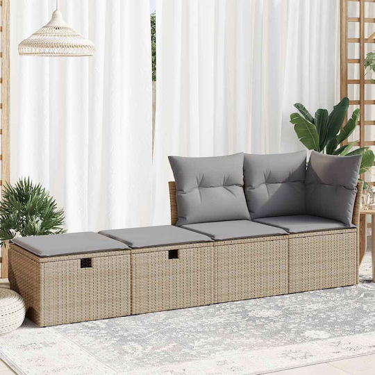 Σκαμπό Rattan Μπεζ 2τμχ 55x55x37cm Σκαμπό Rattan Μπεζ 2τμχ 55x55x37cm