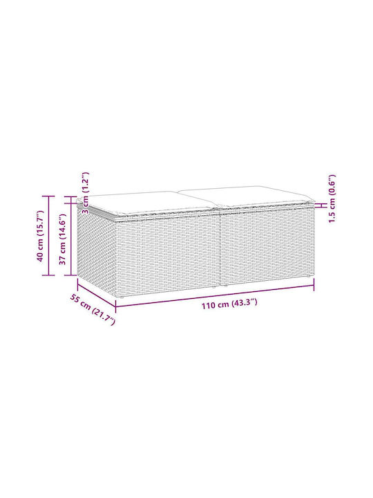 Băncuțe De Grădină Cub Pentru Exterior Rattan Cu Pernă Bej 2 Buc 55x55x37cm