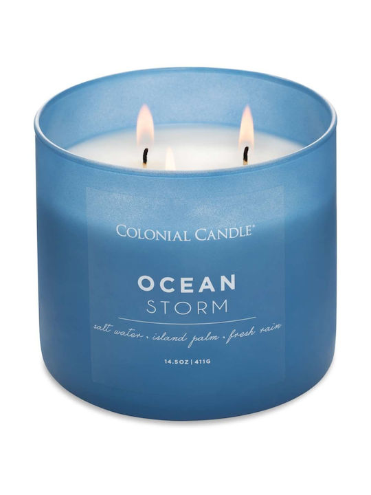 Candle Perfume Candle 3 Wicks Glass Container Ocean Storm 411 Line Pop Color