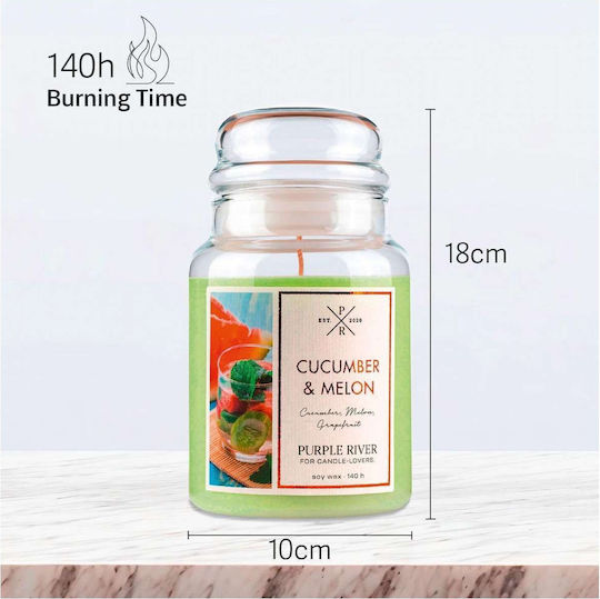 Purple River Lumânare Aromatică Din Soia În Borcan Cu Miros De Pepene Galben 623gr